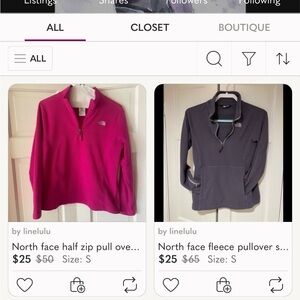 North face half zip pull over fleece jacket sweater XL small